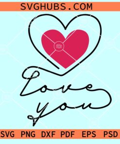 Love you Heart scribble SVG, scribble heart SVG, Valentine SVG