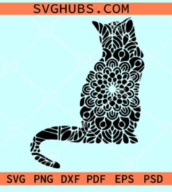 Mandala cat SVG, cat zentangle svg, cat mandala svg, floral cat svg, Cat svg cricut