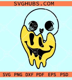 Melting smiley skull SVG, Smiley skull svg, Smiley face skull svg