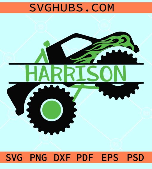 Monster Truck name frame SVG, truck split name frame svg, Monster Truck Svg