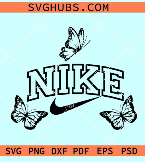 Nike logo with Butterflies SVG, Nike outline butterfly SVG, Nike Butterfly Svg