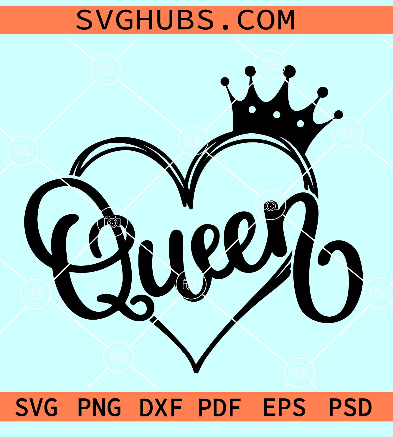 Queen with heart and crown SVG, Queen crown SVG, Birthday queen svg