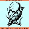 Raven on full moon SVG, Raven SVG, rave crow svg, raven bird svg