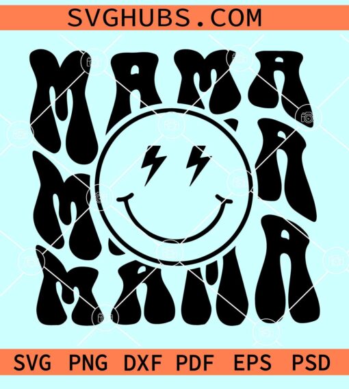 Retro mama Smiley face SVG, Retro mama svg, mama retro smiley svg