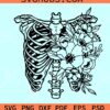 Rib Cage Floral Svg, Ribs floral svg, Rib Cage with flowers svg