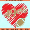 San Francisco 49ers Heart Svg, San Francisco 49ers scribble heart svg