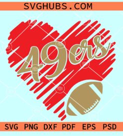San Francisco 49ers Heart Svg, San Francisco 49ers scribble heart svg
