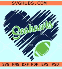 Seattle Seahawks Heart Logo Svg, Seahawks Heart SVG, Seahawks football SVG