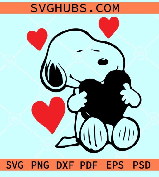 Snoopy Valentine SVG, Snoopy love Svg, Snoopy heart love SVG