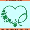 Stethoscope Shamrock heart SVG, Lucky Nurse SVG, Heart Stethoscope SVG