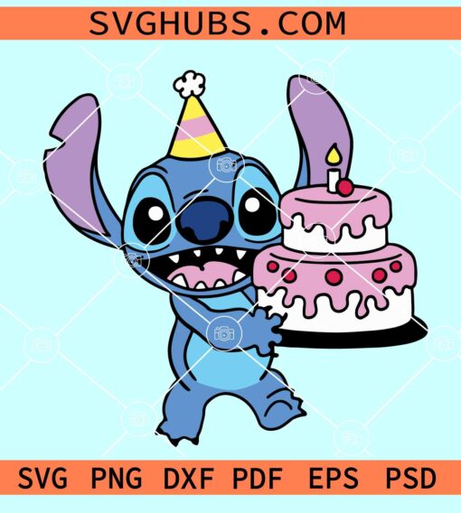 Stitch Birthday SVG, Stitch birthday cake SVG, Stitch Birthday Girl SVG