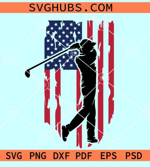 US Golf player flag SVG, Golf player flag SVG, Golf life svg, Golfer svg