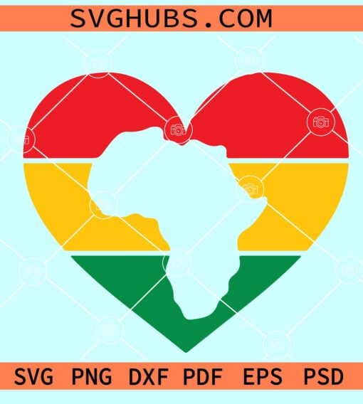 Africa map Heart SVG, Africa love SVG, Black History Month Svg, African American SVG