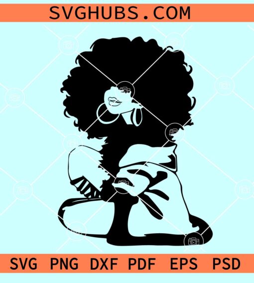 Afro hair black woman SVG, african american svg, black woman svg, black girl magic svg