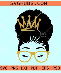 Afro puff queen with crown SVG, black queen with crown svg, Black woman svg