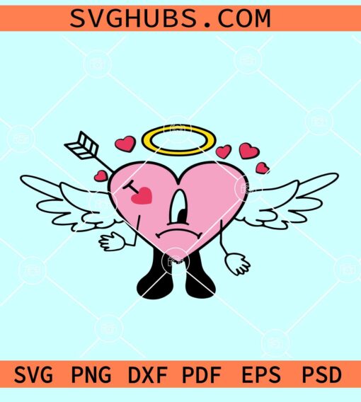 Bad bunny Valentine cupid SVG, Angel heart SVG, Valentine Day SVG