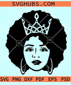 Black woman with crown SVG, Afro woman with crown svg, Afro diva svg