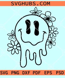 Drippy Smiley SVG, Melted Smiley SVG, Smiley Face Drip svg, Smiley face svg