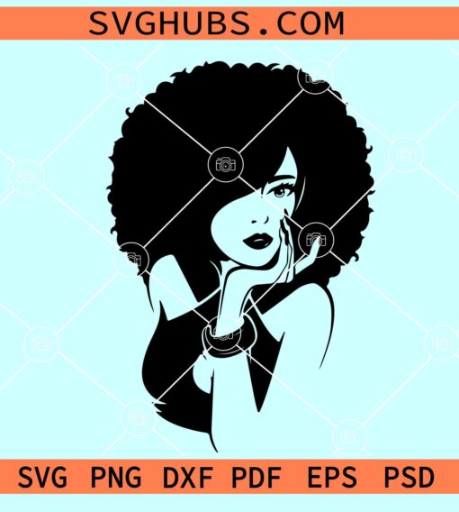 Elegant woman SVG, pretty woman svg, cute Afro woman svg