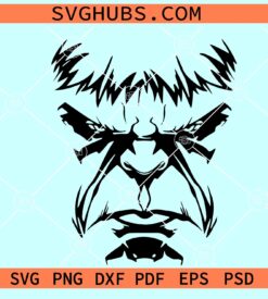 Incredible Hulk face svg, Hulk face svg, Hulk layered svg, Hulk silhouette