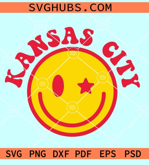 Kansas City Smiley Face Svg, KC Chiefs smiley SVG, KC Chiefs svg