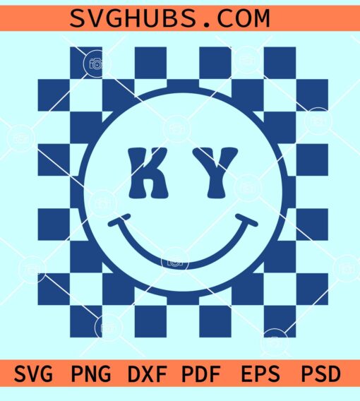 Kentucky Checkered Smiley SVG, Kentucky Smiley SVG, Wildcats SVG
