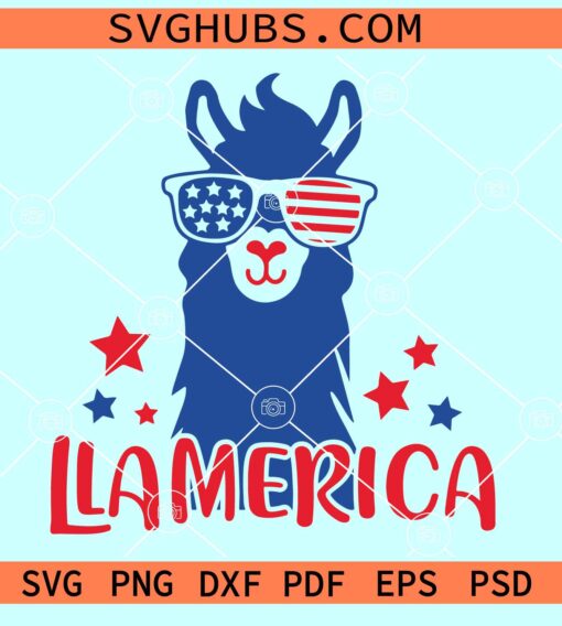 Llama 4th of July svg, Llamerica SVG, 4th of July SVG, Llama with sunglasses Svg