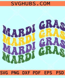 Mardi Gras Retro SVG, Mardi Gras wavy stacked letter SVG, Louisiana Svg