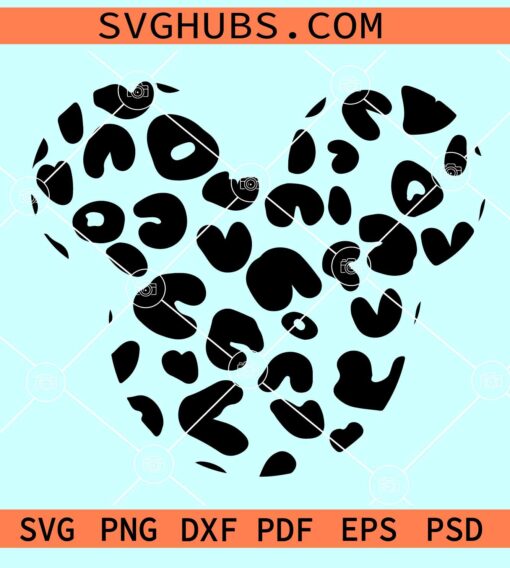 Mickey Mouse head cheetah print SVG, Mickey Mouse svg