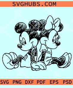Mickey and Minnie Sketch SVG, Disney Mickey mouse Svg
