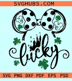 Minnie Mouse Lucky SVG, St Patrick Day Minnie SVG, Minnie head lucky SVG