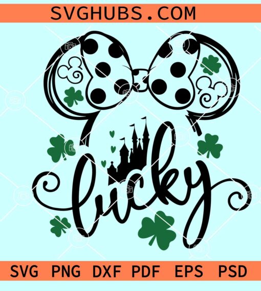 Minnie Mouse Lucky SVG, St Patrick Day Minnie SVG, Minnie head lucky SVG