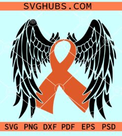 Multiple Sclerosis awareness SVG, ribbon with angel wings SVG, Multiple Sclerosis Svg