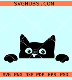 Peeking cat SVG, cat peeking over svg, Black cat svg, Peeking cat clipart