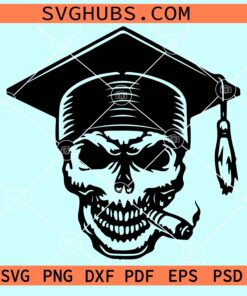 Skeleton with graduation cap SVG, Skull In A Graduate Cap Svg, Skeleton Svg