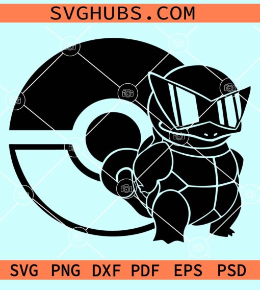Squirtle with Pokeball SVG, Pokemon Pokeball SVG, Pokemon Pokeball png