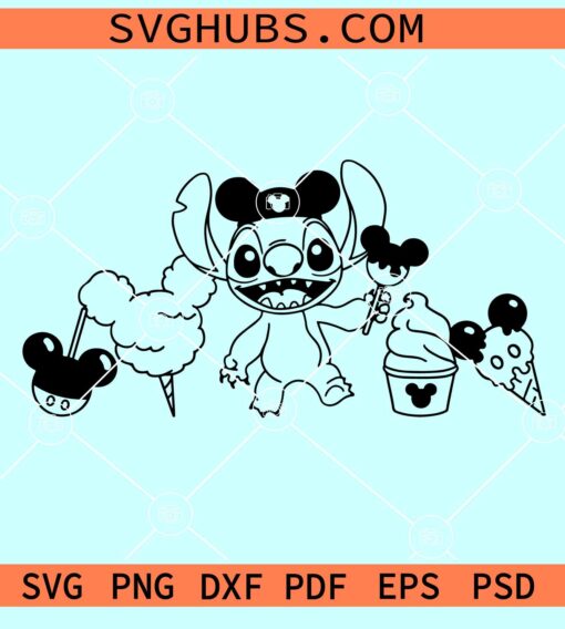 Stitch Disneyland Snacks SVG, Stitch Mickey ears SVG, Cute Stitch SVG