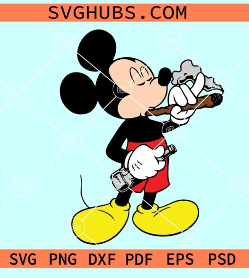 Stoned Mickey Mouse SVG, Mickey weed svg, Mickey smoking joint SVG
