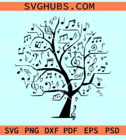 Tree with Music notes SVG, Music Tree With Notes svg, Music Tree svg, Music Notes svg