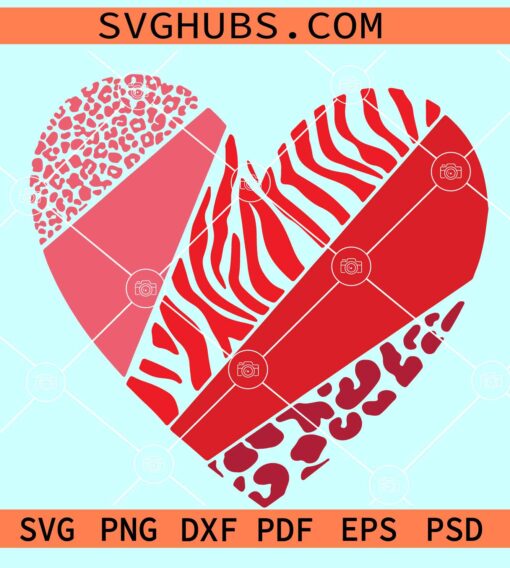 Valentines Day Heart SVG, leopard print heart Svg, Valentine heart SVG