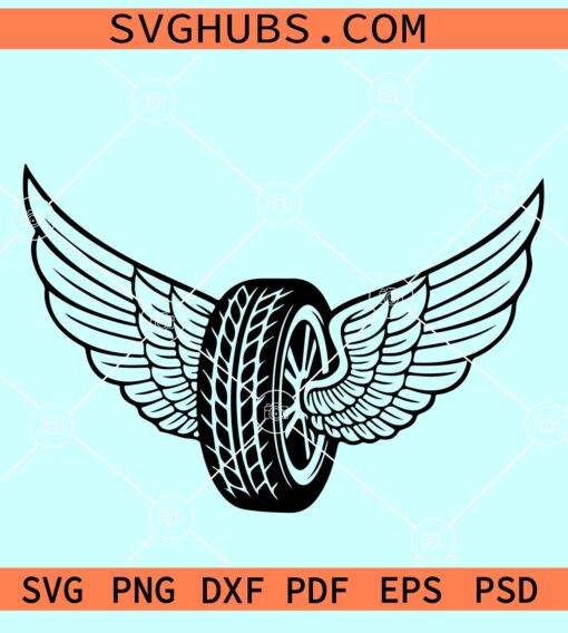 Wheel with wings SVG, winged wheel svg, In Memory Of Svg