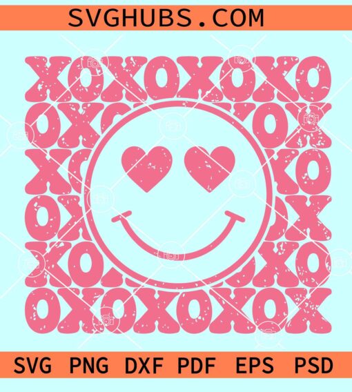 XOXO smiley face SVG, Xoxo Valentine Svg, Valentine smiley SVG, Valentine quotes SVG
