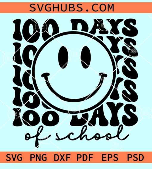 100 day of School retro smiley SVG, retro smiley SVG