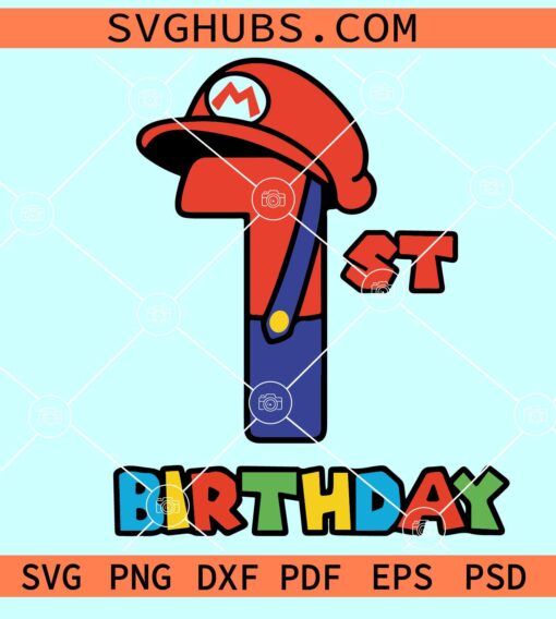 1st Birthday Super Mario SVG, 1st Birthday SVG, Super Mario birthday SVG