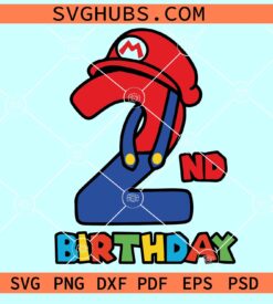 2nd Birthday Mario SVG, two Mario Bros svg, two Birthday Mario Bros svg