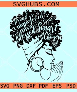 Afro diva praying SVG, black woman praying SVG, praying woman svg