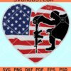 American Flag Heart with Soldier Svg, Patriotic Soldier Flag svg, America Veteran svg