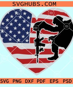 American Flag Heart with Soldier Svg, Patriotic Soldier Flag svg, America Veteran svg