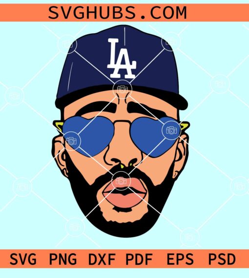 Bad Bunny LA Dodgers SVG, Bad Bunny baseball SVG, Los Angeles Dodgers SVG