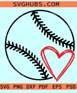 Baseball Softball Heart Doodle SVG, Baseball Heart svg, Baseball outline svg